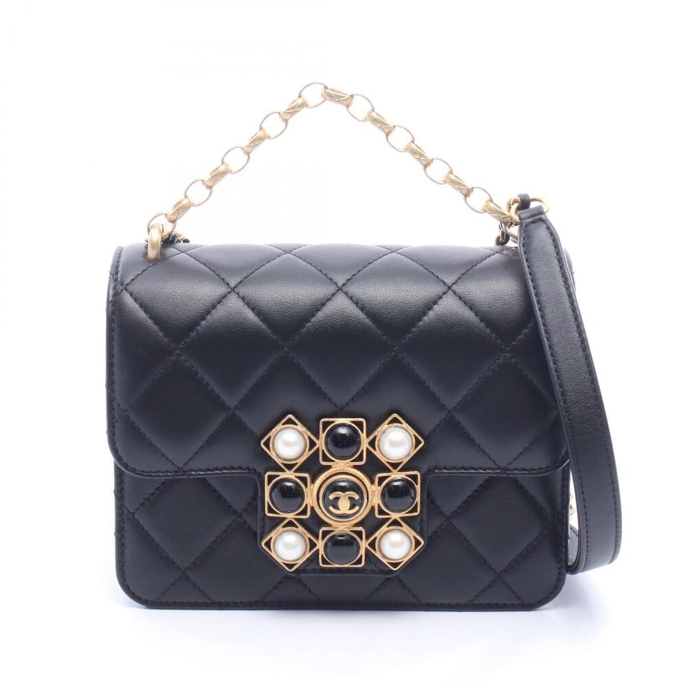Chanel Matelasse Shoulder Bag Leather Black